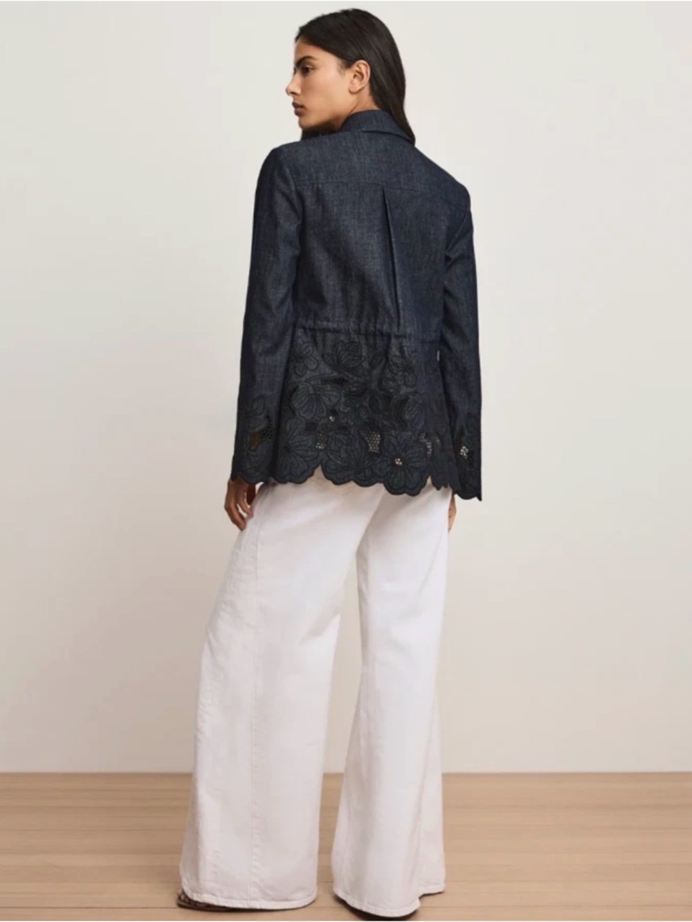 VERONICA BEARD Kiki Eyelet Jacket Indigo Rinse, Sz 12 - Picture 3 of 6